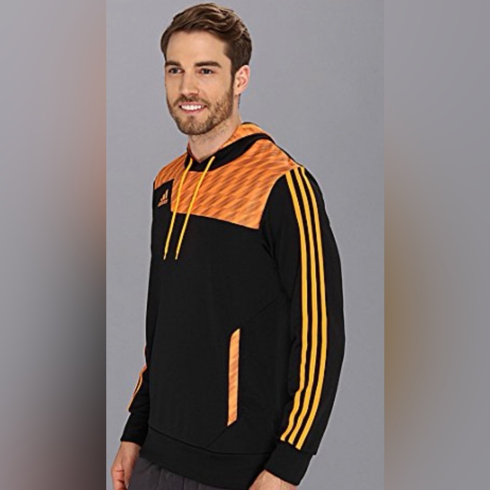 Adidas Black and Orange Men's hoodie